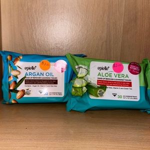 Makeup removal cleansing tissue. One of each